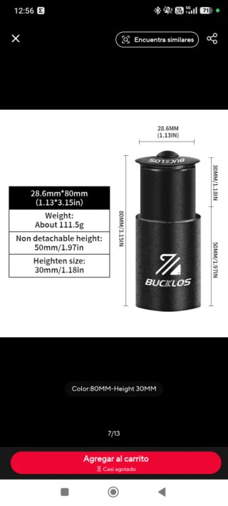 Extensión de dirección BUCKLOS 80mm