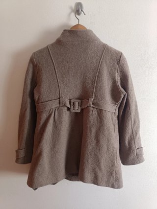 Zara Basic Taupe Wool Coat Double Breasted Buttone