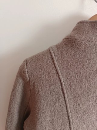 Zara Basic Taupe Wool Coat Double Breasted Buttone