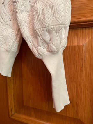Jersey Zara calados manga abullonada blanco, corto