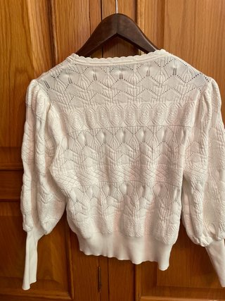 Jersey Zara calados manga abullonada blanco, corto