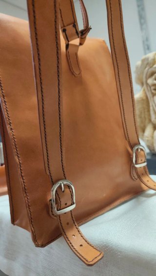 Mochila Bolso Cuero Artesanal Marrón