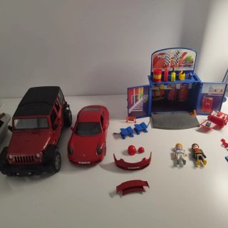 Taller Playmobil y Jeep Todoterreno Rojo