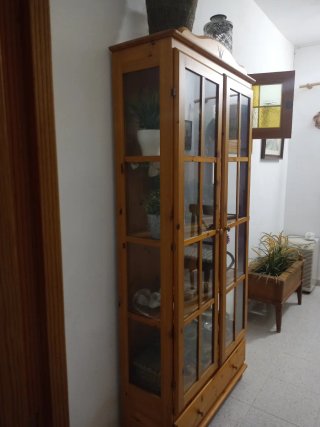 Vitrina de madera con puertas de cristal