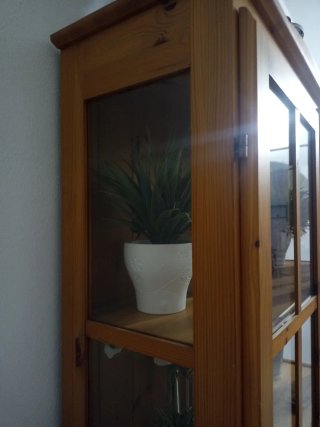 Vitrina de madera con puertas de cristal