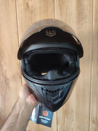 Casco Moto Integral Talla L Pintura Carbono