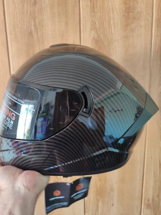 Casco Moto Integral Talla L Pintura Carbono