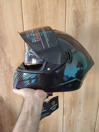Casco Moto Integral Talla L Pintura Carbono