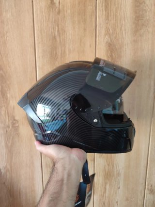 Casco Moto Integral Talla L Pintura Carbono