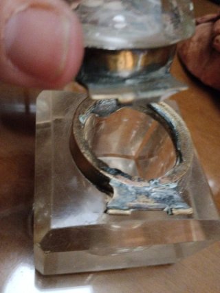 Tintero de cristal macizo, siglo XIX