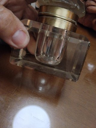Tintero de cristal macizo, siglo XIX