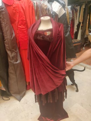 Vestido largo de terciopelo burdeos