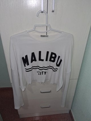 Camiseta crop manga larga blanca