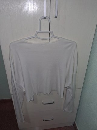 Camiseta crop manga larga blanca