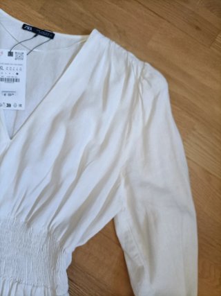 Vestido Zara Blanco Manga Larga