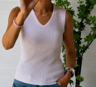 Liquidación de verano: Top rosa bebé canalé