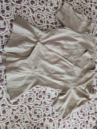 Traje Chaqueta Vintage Mujer Años 90 Beige lino