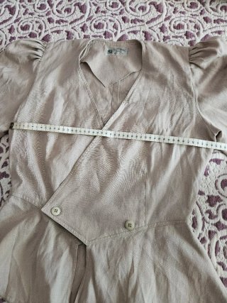 Traje Chaqueta Vintage Mujer Años 90 Beige lino
