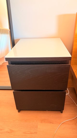 Pareja Mesitas Noche Ikea Madera y Cristal