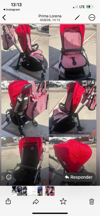 Carrito de bebé rojo y negro