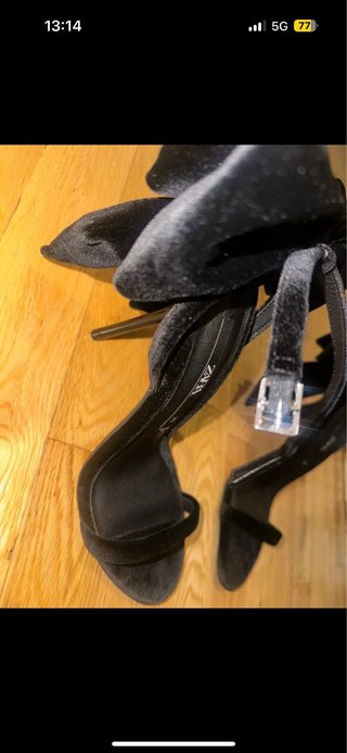 Sandalias Zara Terciopelo Negro lazo fiesta