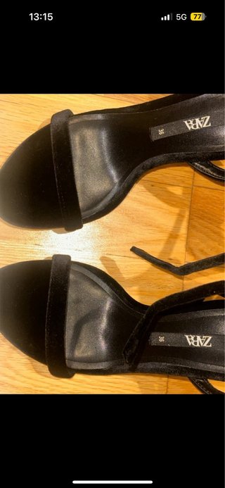 Sandalias Zara Terciopelo Negro lazo fiesta