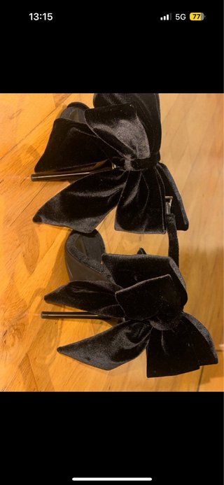 Sandalias Zara Terciopelo Negro lazo fiesta