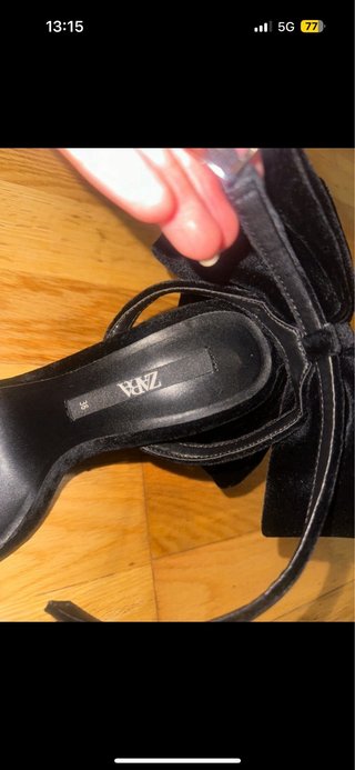 Sandalias Zara Terciopelo Negro lazo fiesta
