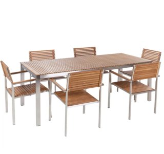 Mesa y 6 Sillas Teca certificada Exterior