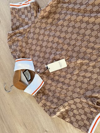 Camisa Gucci Marrón y Blanca Nueva