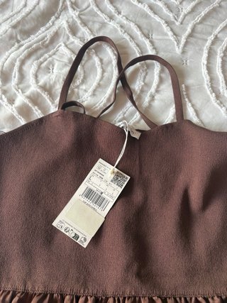 Top de Mango Marrón Talla L con etiquetas