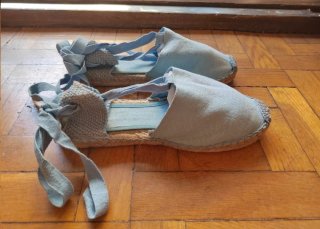 Alpargatas esparteñas niña cintas azul Talla 35