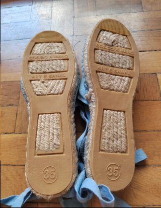 Alpargatas esparteñas niña cintas azul Talla 35