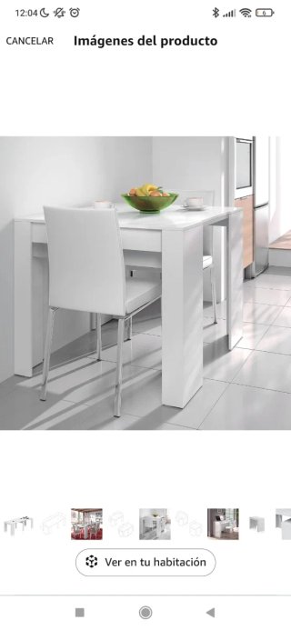 Mesa extensible blanca de madera