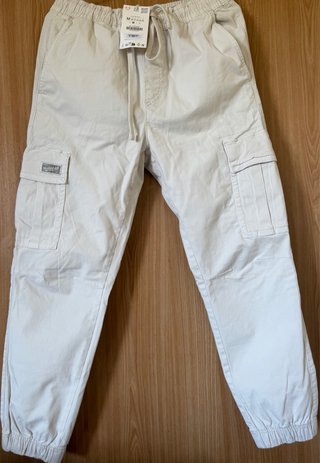 Pantalón Cargo Slim Fit Zara Beige Talla M