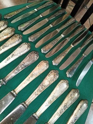 25 pezzi 24 coltelli 1 affilatore argentati