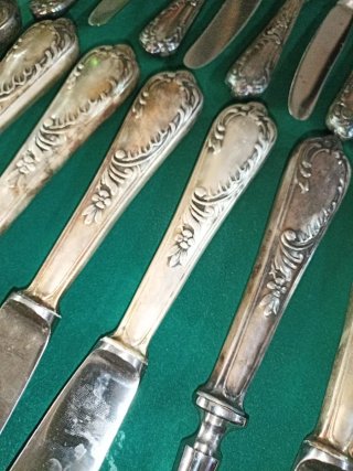 25 pezzi 24 coltelli 1 affilatore argentati