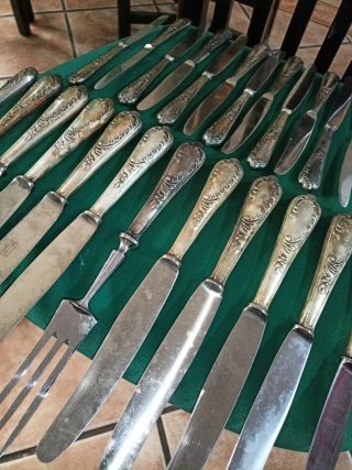 25 pezzi 24 coltelli 1 affilatore argentati