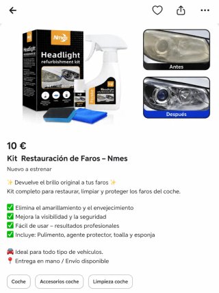 Kit de restauración de faros para coche