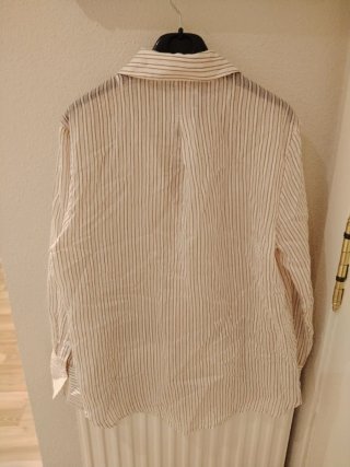 Camisa Mango rayas beige/marrón talla S