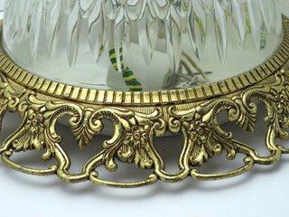 Pareja Lámparas Techo Vintage Latón Cristal 30cm