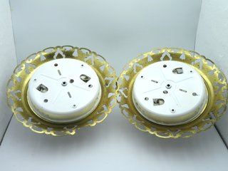 Pareja Lámparas Techo Vintage Latón Cristal 30cm