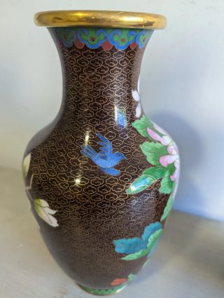 Par Jarrones Chinos Cloisonné Florales