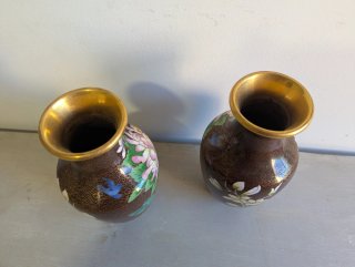 Par Jarrones Chinos Cloisonné Florales
