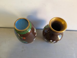 Par Jarrones Chinos Cloisonné Florales