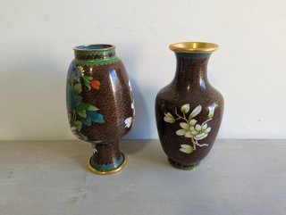 Par Jarrones Chinos Cloisonné Florales