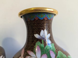 Par Jarrones Chinos Cloisonné Florales