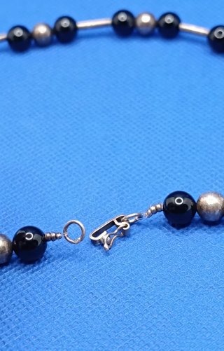 Conjunto Collar, Pulsera y Pendientes Plata y Ónix