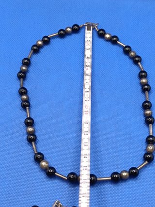 Conjunto Collar, Pulsera y Pendientes Plata y Ónix