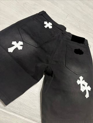 Bermuda Jeans Neri con Croci CH